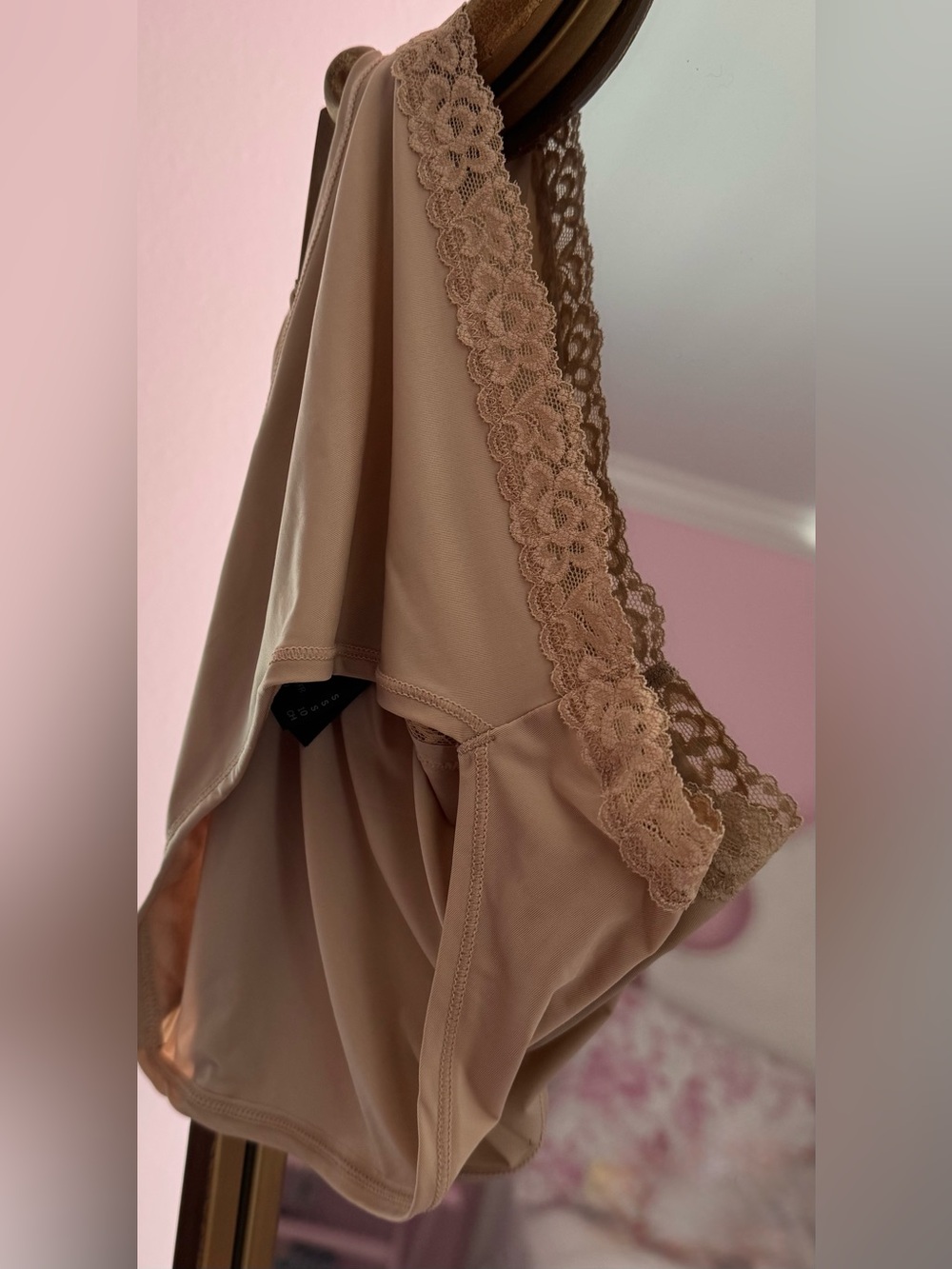 Natori Beige Lace-Trim Bikini Panties
